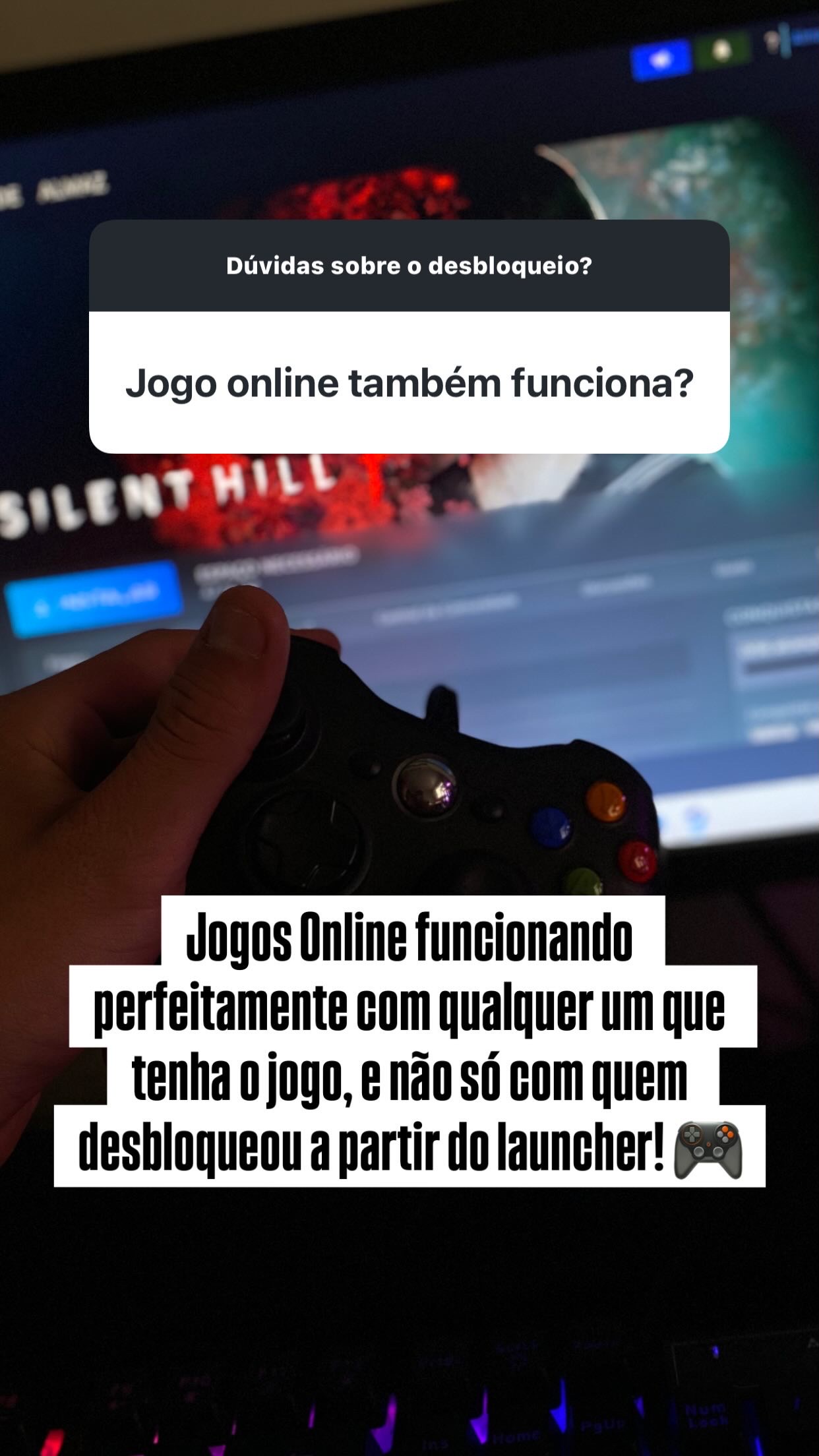Print da caixinha de pergunta: Jogo online também funciona?