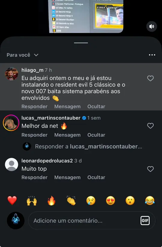 Print da caixinha de pergunta: 40.000 jogos liberados